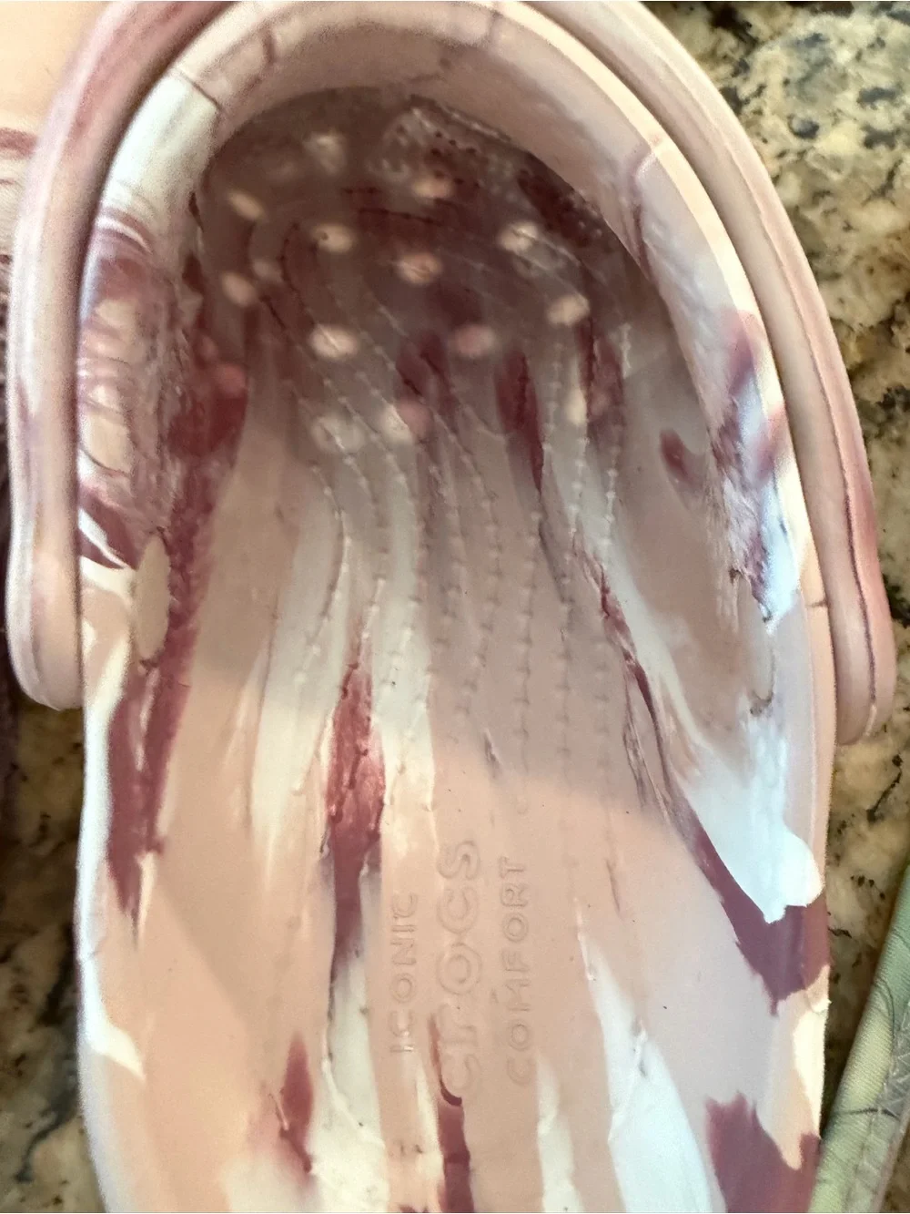 Brand New crocs Size 11 Little Girls Marbled Pink & White Clog Slip-Ons